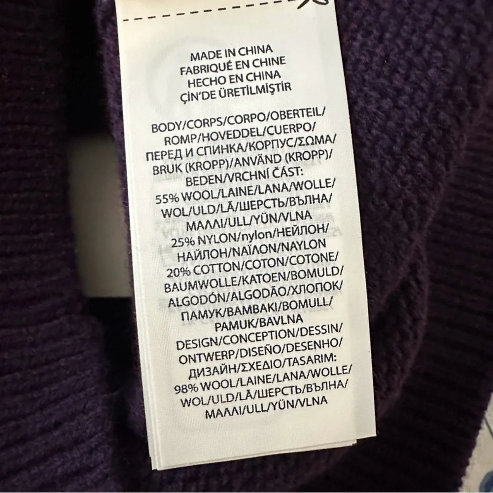 Ralph Lauren Purple Fair Isle Sweater with Cream Lace Collar